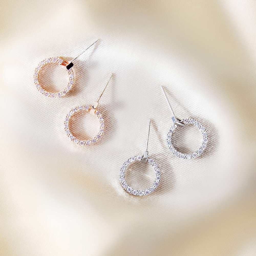 ✨NEW✨925 Sterling silver loop Earrings with Crystal Rhinestone for women